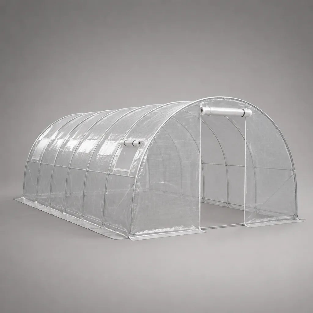 Coffret en aluminium, en acier et en PE, transparent/argent, 600 × 300 × 200 cm