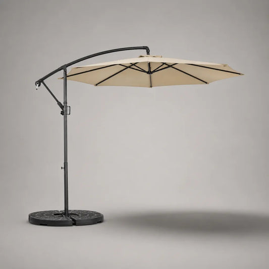 Kit de parapluie en métal et plastique, 330 × 300 × 250 cm, parapluie Ø 300 cm, beige et noir